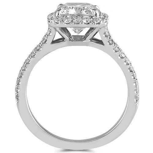 18K White Solid Gold GAI Certified Diamond Engagement Ring 2.77 Ctw