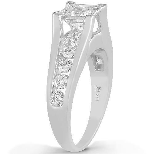 18K White Solid Gold IGI Certified Diamond Engagement Ring 2.01 Ctw