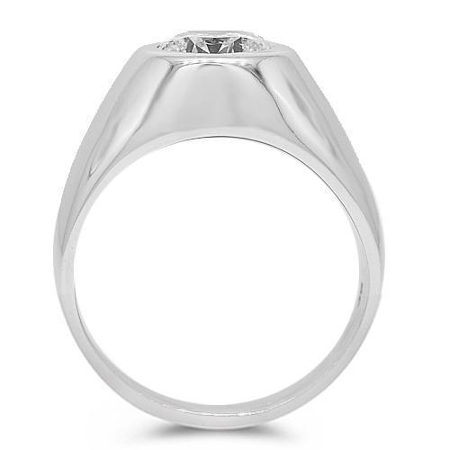 18K White Solid Gold Mens Clarity Enhanced Diamond Solitaire Pinky Ring 2.14 Ctw