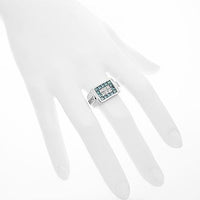 Thumbnail for 18K White Solid Gold Mens Diamond Pinky Ring with Blue Diamonds 2.75 Ctw