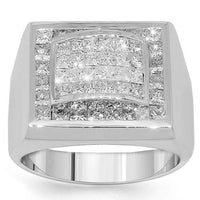 Thumbnail for 18K White Solid Gold Mens Diamond Ring 3.50 Ctw