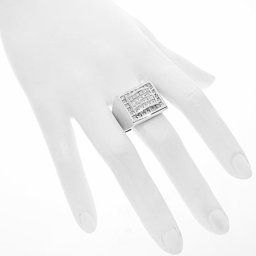 18K White Solid Gold Mens Diamond Ring 3.50 Ctw
