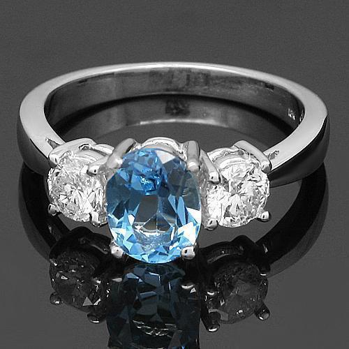 18K White Solid Gold Three Stone Diamond Engagement Ring 2.53 Ctw