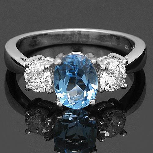 18K White Solid Gold Three Stone Diamond Engagement Ring 2.53 Ctw