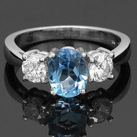 Thumbnail for 18K White Solid Gold Three Stone Diamond Engagement Ring 2.53 Ctw