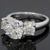 Thumbnail for 18K White Solid Gold Three Stone Diamond Engagement Ring 4.52 Ctw