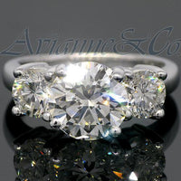 Thumbnail for 18K White Solid Gold Three Stone Diamond Engagement Ring 4.52 Ctw