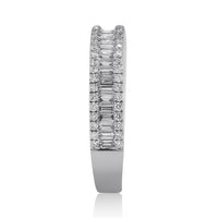 Thumbnail for 18K White Solid Gold Womens Baguette Diamond Wedding Band 0.59 Ctw