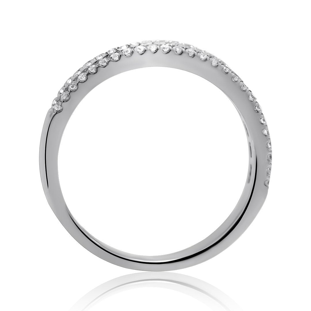 18K White Solid Gold Womens Baguette Diamond Wedding Band 0.59 Ctw