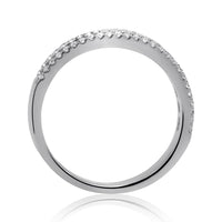 Thumbnail for 18K White Solid Gold Womens Baguette Diamond Wedding Band 0.59 Ctw