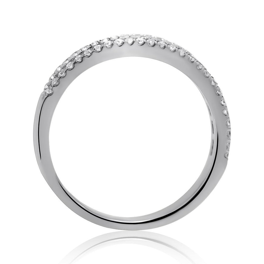 18K White Solid Gold Womens Baguette Diamond Wedding Band 0.59 Ctw