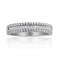 Thumbnail for 18K White Solid Gold Womens Baguette Diamond Wedding Band 0.59 Ctw