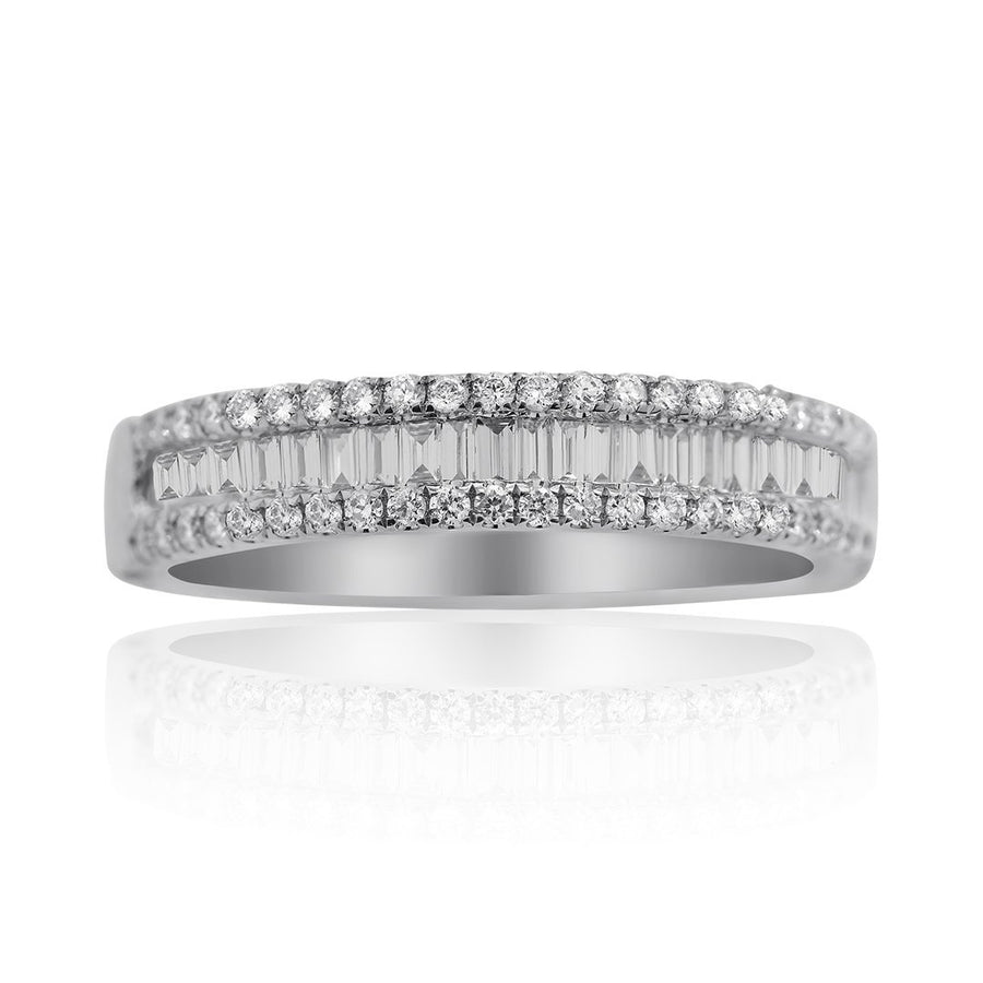18K White Solid Gold Womens Baguette Diamond Wedding Band 0.59 Ctw