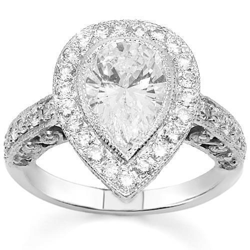 18K White Solid Gold Womens Custom Diamond Engagement Ring 3.06 Ctw