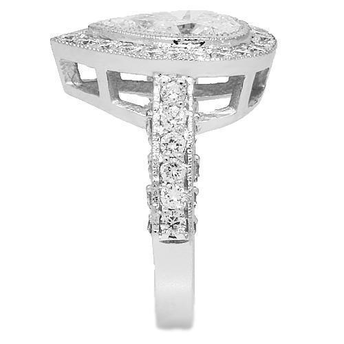 18K White Solid Gold Womens Custom Diamond Engagement Ring 3.06 Ctw