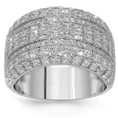 18K White Solid Gold Womens Diamond Cocktail Ring 2.67 Ctw