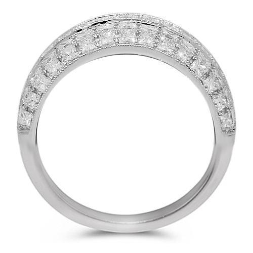 18K White Solid Gold Womens Diamond Cocktail Ring 2.67 Ctw