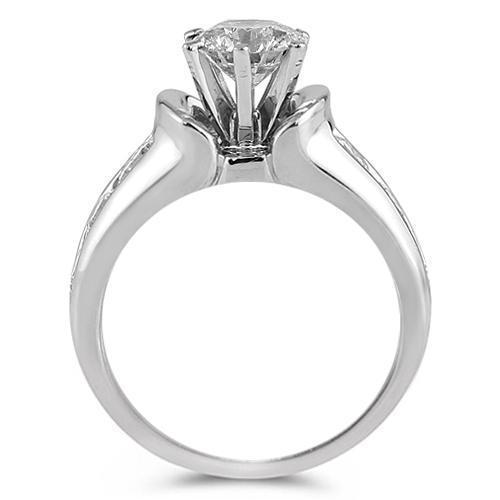 18K White Solid Gold Womens Diamond Engagement Ring With EGL Certified Center Stone 1.09 Ctw