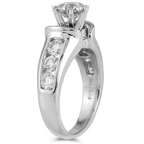 18K White Solid Gold Womens Diamond Engagement Ring With EGL Certified Center Stone 1.09 Ctw