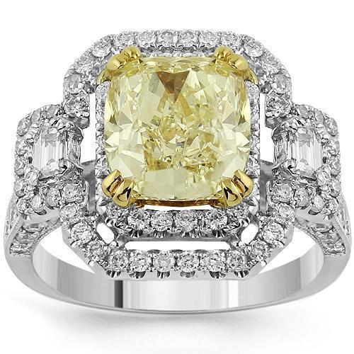 18K White Solid Gold Womens Diamond Gorgeous Engagement Ring With EGL Certified Center Stone 4.52 Ctw