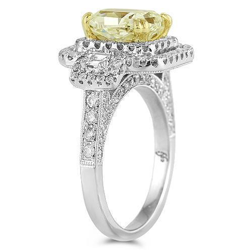 18K White Solid Gold Womens Diamond Gorgeous Engagement Ring With EGL Certified Center Stone 4.52 Ctw