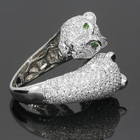 Thumbnail for 18K White Solid Gold Womens Diamond Panther Ring 4.16 Ctw