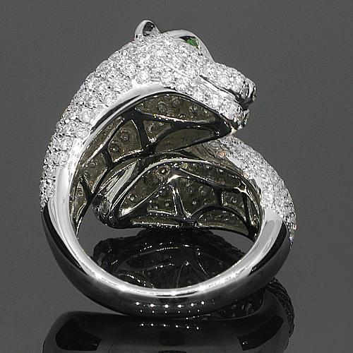 18K White Solid Gold Womens Diamond Panther Ring Ctw