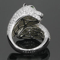 Thumbnail for 18K White Solid Gold Womens Diamond Panther Ring 4.16 Ctw