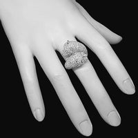 Thumbnail for 18K White Solid Gold Womens Diamond Panther Ring 4.16 Ctw