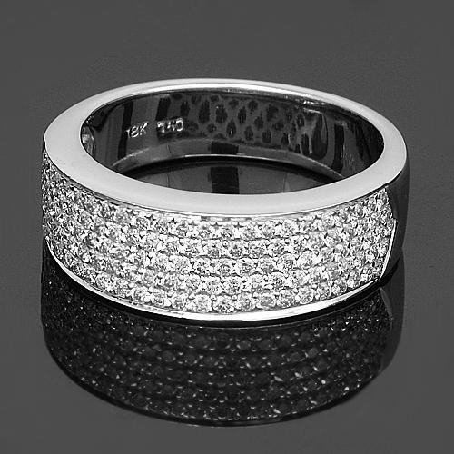 18K White Solid Gold Womens Diamond Wedding Ring Band 0.81 Ctw