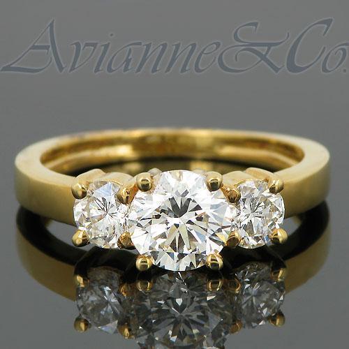 18K Yellow Solid Gold Clarity Enhanced  Diamond Three Stone Engagement Ring 1.72 Ctw