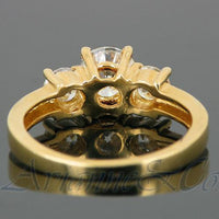 Thumbnail for 18K Yellow Solid Gold Clarity Enhanced  Diamond Three Stone Engagement Ring 1.72 Ctw