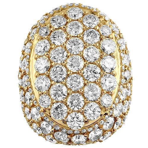 18K Yellow Solid Gold Mens Large Oval Ring With Flawless Round Diamonds 16.24 Ctw