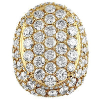 Thumbnail for 18K Yellow Solid Gold Mens Large Oval Ring With Flawless Round Diamonds 16.24 Ctw