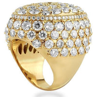 Thumbnail for 18K Yellow Solid Gold Mens Large Oval Ring With Flawless Round Diamonds 16.24 Ctw