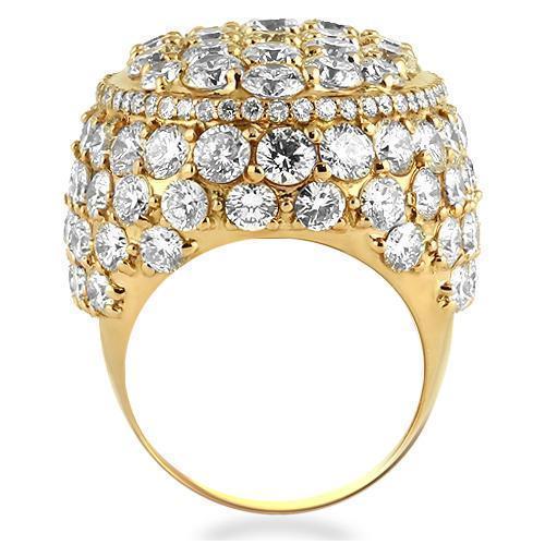 18K Yellow Solid Gold Mens Large Oval Ring With Flawless Round Diamonds 16.24 Ctw