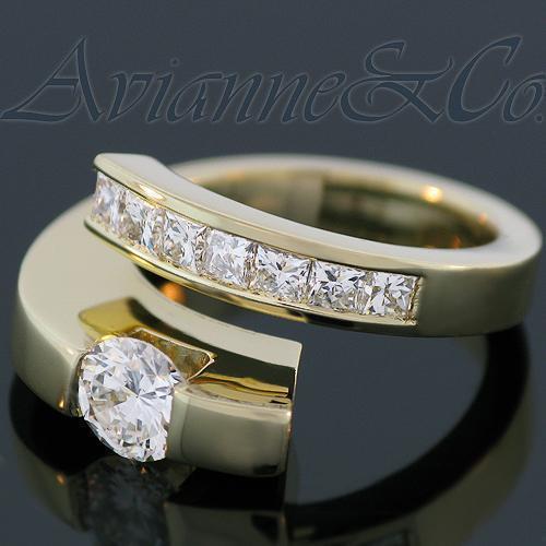 18K Yellow Solid Gold Womens Diamond Ring 1.75 Ctw