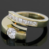 Thumbnail for 18K Yellow Solid Gold Womens Diamond Ring 1.75 Ctw