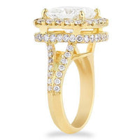 Thumbnail for 18K Yellow Solid Gold Womens Diamond Split Shank Double Halo Engagement Ring 5.63 Ctw