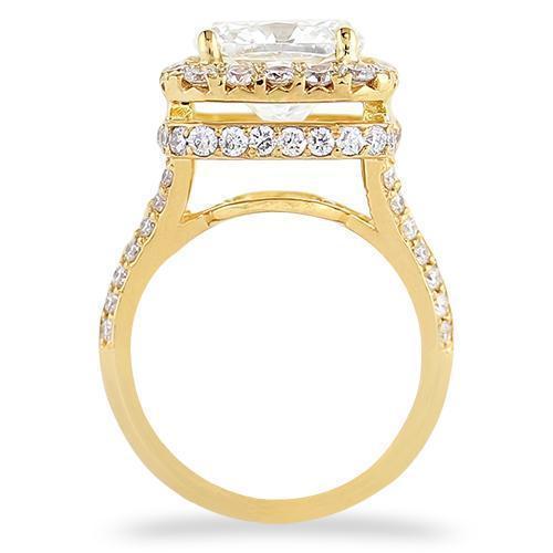 18K Yellow Solid Gold Womens Diamond Split Shank Double Halo Engagement Ring 5.63 Ctw