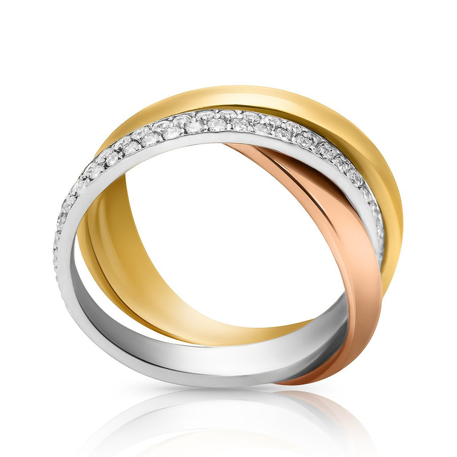Anillos de oro amarillo de 14 k con 3 diamantes de 0,79 quilates