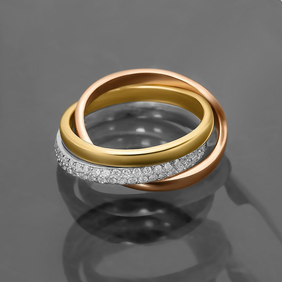 Anillos de oro amarillo de 14 k con 3 diamantes de 0,79 quilates