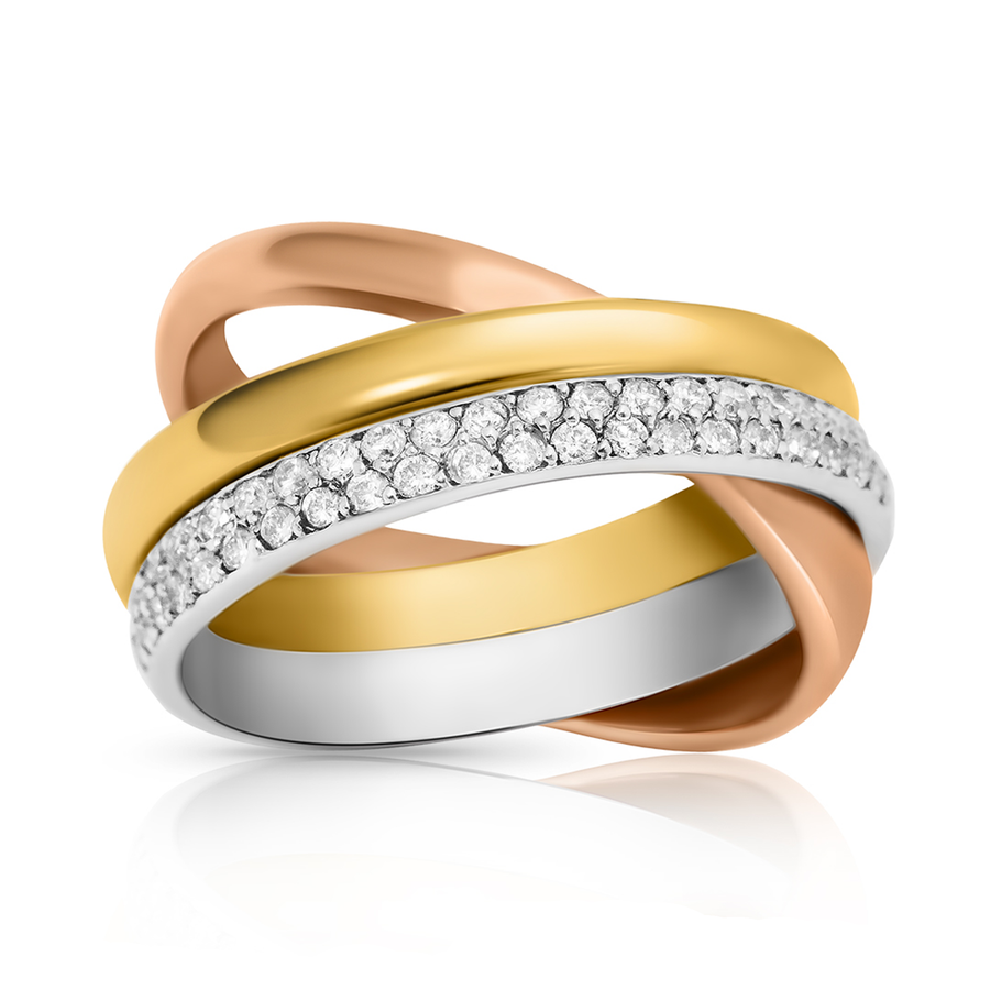 Anillos de oro amarillo de 14 k con 3 diamantes de 0,79 quilates