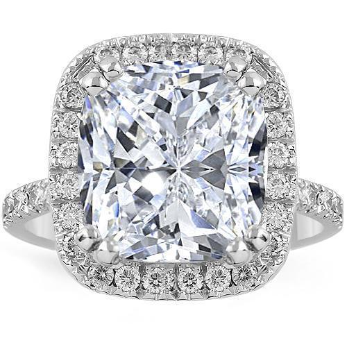 Absolutely Stunning Platinum Petite Pave Floating Halo Engagement Ring 8.92 Ctw