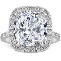 Thumbnail for Absolutely Stunning Platinum Petite Pave Floating Halo Engagement Ring 8.92 Ctw