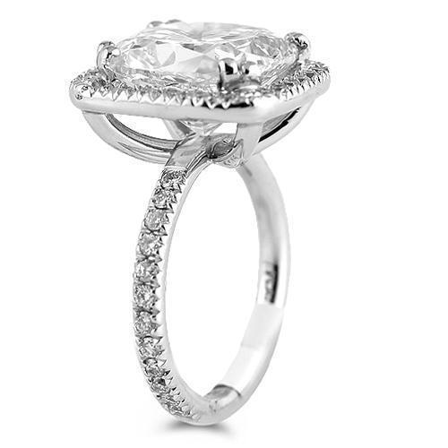 Absolutely Stunning Platinum Petite Pave Floating Halo Engagement Ring 8.92 Ctw