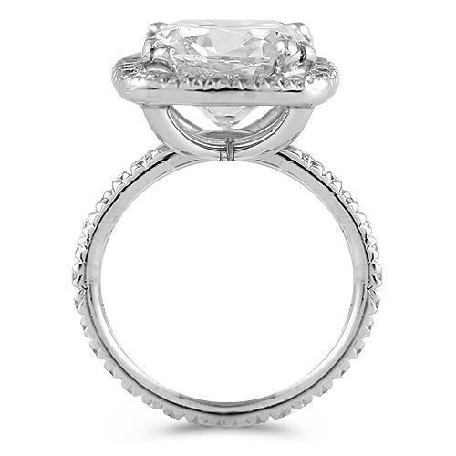 Absolutely Stunning Platinum Petite Pave Floating Halo Engagement Ring 8.92 Ctw