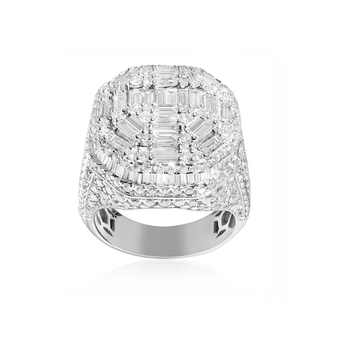 White Baguette ring in 14k White Gold 5.75 ctw