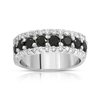 Thumbnail for Anillo de eternidad de oro blanco de 14 k con diamantes negros de 0,9 quilates 