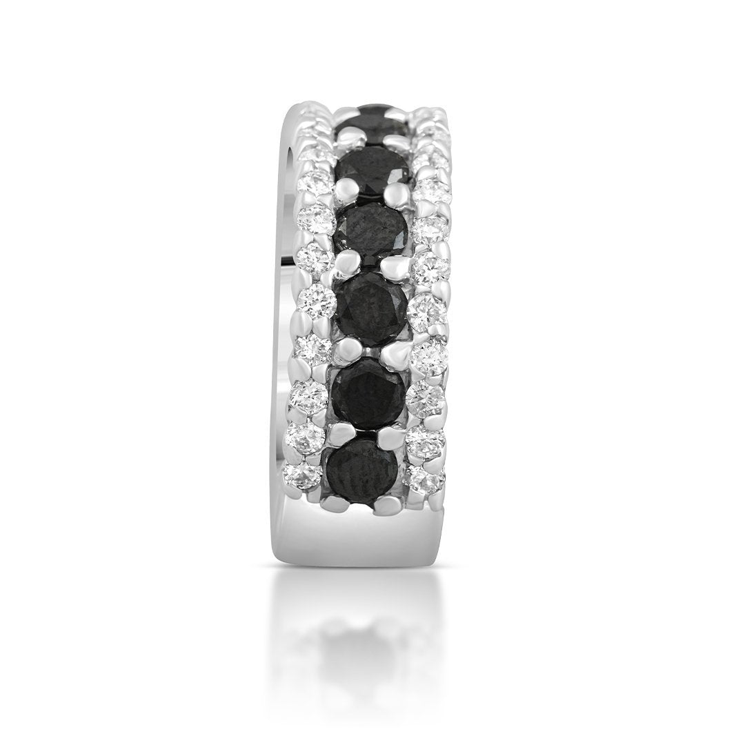 14k White Gold Black Diamond Eternity Band 0.9 Ctw